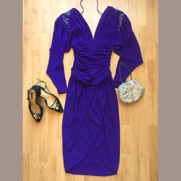 Casadei Dresses & Skirts - Vintage 1980’s Casadei Dress w beaded epaulettes